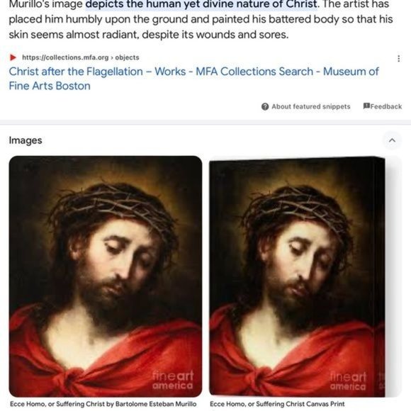 Suffering Christ Painting by Bartolomé Esteban Murillo Glass Hand Solder Pendant - Picture 13 of 15